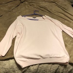 Express soft pink left sleeve zip sweater